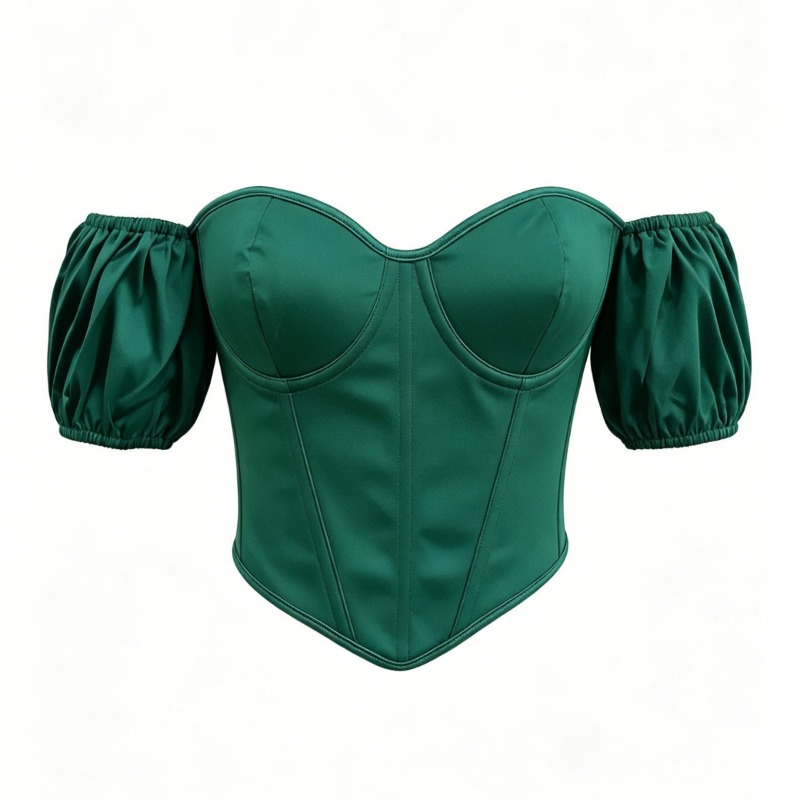 Haut corset sexy en satin vert - Boning Corset Steel avis et prix