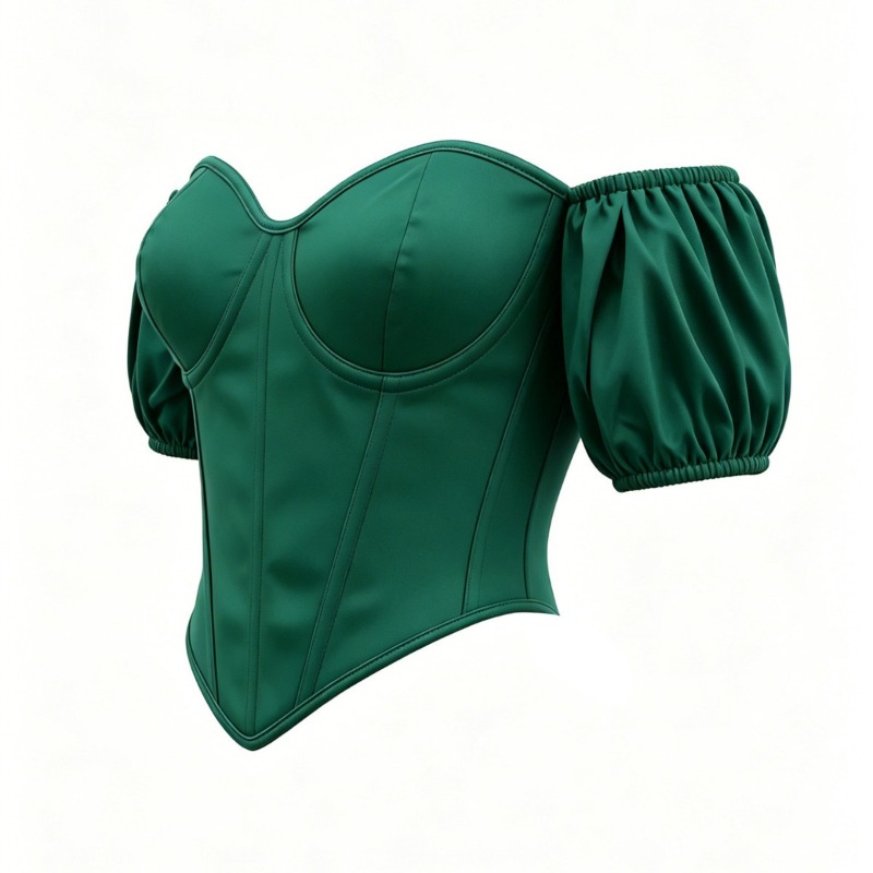 Haut corset sexy en satin vert - Boning Corset Steel avis et prix