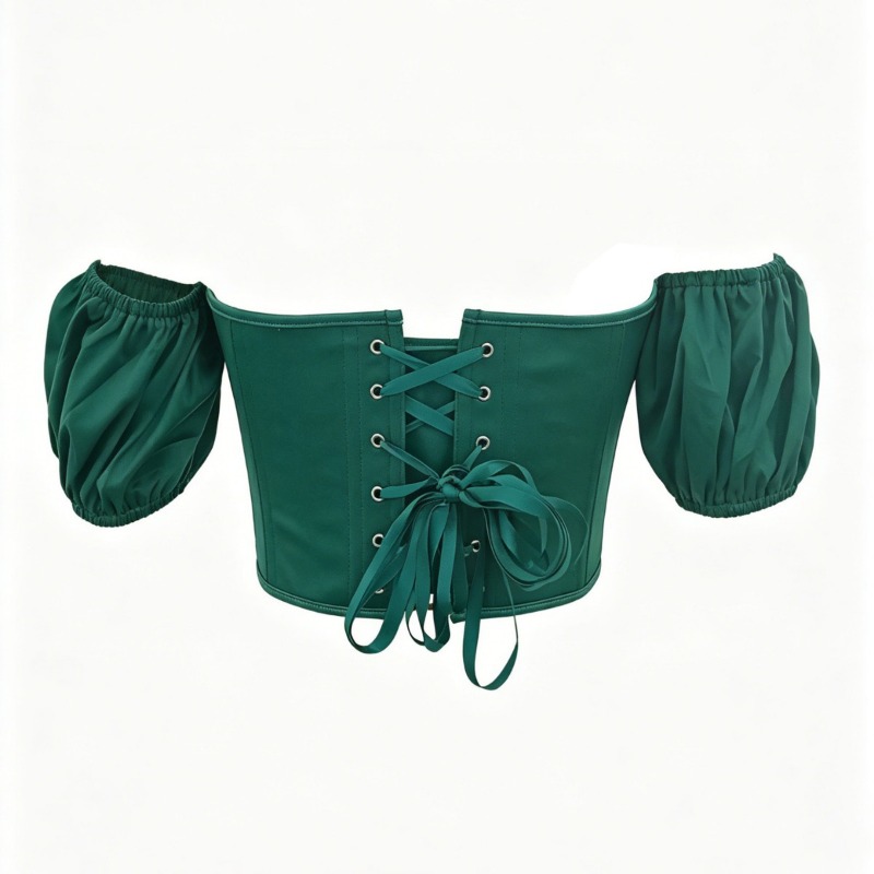 Haut corset sexy en satin vert - Boning Corset Steel avis et prix